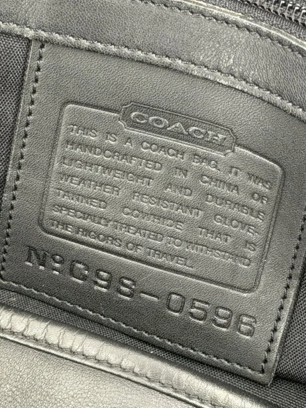 COACH Vintage Black Leather Duffel Weekender 0596 Bag